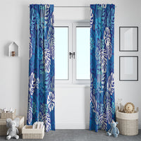 Blue Aloha Hawaiian Window Curtain Monstera Hibiscus Tropical Pattern LT19 - Polynesian Pride
