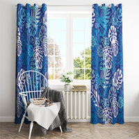 Blue Aloha Hawaiian Window Curtain Monstera Hibiscus Tropical Pattern LT19 - Polynesian Pride