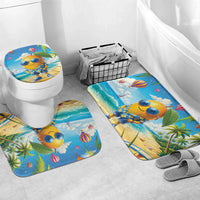 Funny Hawaii Mango Bathroom Set Tropical Summer Beach Mascot Vacation LT19 Mat Set Only (3 pcs) One Size Blue - Polynesian Pride