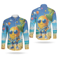 Funny Hawaii Mango Couples Matching Off Shoulder Maxi Dress and Long Sleeve Button Shirt Tropical Summer Beach Mascot Vacation LT19 - Polynesian Pride