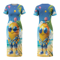 Funny Hawaii Mango Couples Matching Short Sleeve Bodycon Dress and Hawaiian Shirt Tropical Summer Beach Mascot Vacation LT19 - Polynesian Pride