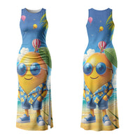 Funny Hawaii Mango Family Matching Tank Maxi Dress and Hawaiian Shirt Tropical Summer Beach Mascot Vacation LT19 Mom's Dress Blue - Polynesian Pride