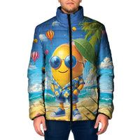 Funny Hawaii Mango Padded Jacket Tropical Summer Beach Mascot Vacation LT19 Men Blue - Polynesian Pride
