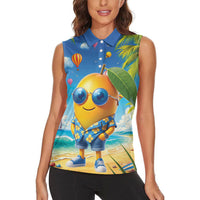 Funny Hawaii Mango Women Sleeveless Polo Shirt Tropical Summer Beach Mascot Vacation LT19 - Polynesian Pride
