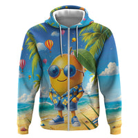 Funny Hawaii Mango Zip Hoodie Tropical Summer Beach Mascot Vacation LT19 Zip Hoodie Blue - Polynesian Pride