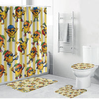 Funny Hawaii Mango Hip Hop Cartoon Bathroom Set Summer Beach Party LT19 Bathroom Set (4 pcs) Yellow - Polynesian Pride
