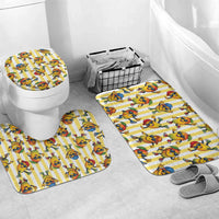 Funny Hawaii Mango Hip Hop Cartoon Bathroom Set Summer Beach Party LT19 Mat Set Only (3 pcs) One Size Yellow - Polynesian Pride