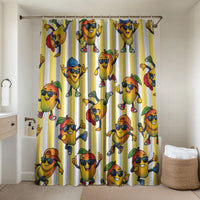 Funny Hawaii Mango Hip Hop Cartoon Bathroom Set Summer Beach Party LT19 Shower Curtain Only Yellow - Polynesian Pride