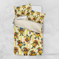 Funny Hawaii Mango Hip Hop Cartoon Bedding Set Summer Beach Party LT19 US Twin 172cm x 218cm Yellow - Polynesian Pride