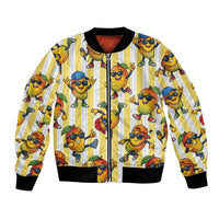 Funny Hawaii Mango Hip Hop Cartoon Bomber Jacket Summer Beach Party LT19 Unisex Yellow - Polynesian Pride