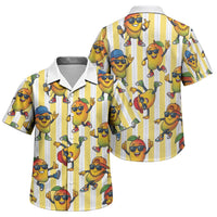 Funny Hawaii Mango Hip Hop Cartoon Family Matching Off Shoulder Short Dress and Hawaiian Shirt Summer Beach Party LT19 Son's Shirt Yellow - Polynesian Pride