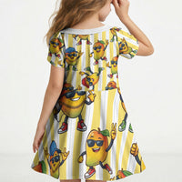 Funny Hawaii Mango Hip Hop Cartoon Kid Short Sleeve Dress Summer Beach Party LT19 - Polynesian Pride