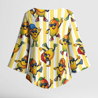Funny Hawaii Mango Hip Hop Cartoon Kimono Sleeve Blouse Summer Beach Party LT19 - Polynesian Pride
