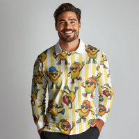 Funny Hawaii Mango Hip Hop Cartoon Long Sleeve Polo Shirt Summer Beach Party LT19 - Polynesian Pride