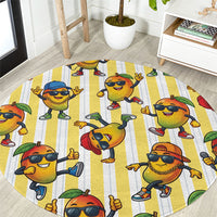 Funny Hawaii Mango Hip Hop Cartoon Round Carpet Summer Beach Party LT19 Yellow - Polynesian Pride