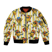 Funny Hawaii Mango Hip Hop Cartoon Sleeve Zip Bomber Jacket Summer Beach Party LT19 Unisex Yellow - Polynesian Pride