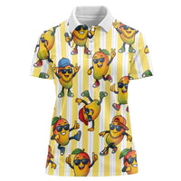 Funny Hawaii Mango Hip Hop Cartoon Women Polo Shirt Summer Beach Party LT19 Female Yellow - Polynesian Pride