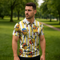 Funny Hawaii Mango Hip Hop Cartoon Zipper Polo Shirt Summer Beach Party LT19 - Polynesian Pride