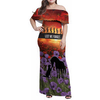 Personalised ANZAC Day Family Matching Off Shoulder Maxi Dress and Hawaiian Shirt Remembering the Animals of War