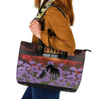 Personalised ANZAC Day Leather Tote Bag Remembering the Animals of War