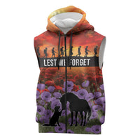 Personalised ANZAC Day Sleeveless Zip Hoodie Remembering the Animals of War