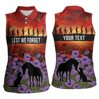 Personalised ANZAC Day Women Sleeveless Polo Shirt Remembering the Animals of War