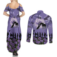ANZAC Day Couples Matching Summer Maxi Dress and Long Sleeve Button Shirt Lest We Forget the Animals Too