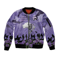 ANZAC Day Sleeve Zip Bomber Jacket Lest We Forget the Animals Too