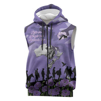 ANZAC Day Sleeveless Zip Hoodie Lest We Forget the Animals Too