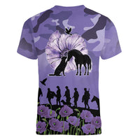 ANZAC Day Women V-Neck T-Shirt Lest We Forget the Animals Too