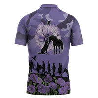 ANZAC Day Zipper Polo Shirt Lest We Forget the Animals Too
