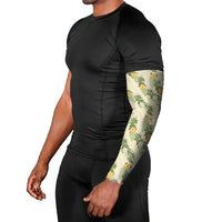 Hawaiian Pikake Maile Lei Arm Sleeves Tiare Hibiscus Kalo Palapalai Leaf Beige LT19 - Polynesian Pride