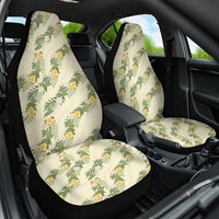 Hawaiian Pikake Maile Lei Car Seat Cover Tiare Hibiscus Kalo Palapalai Leaf Beige LT19 One Size Beige - Polynesian Pride