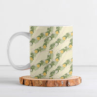 Hawaiian Pikake Maile Lei Ceramic Mug Tiare Hibiscus Kalo Palapalai Leaf Beige LT19 Beige - Polynesian Pride