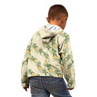 Hawaiian Pikake Maile Lei Kid Hoodie Tiare Hibiscus Kalo Palapalai Leaf Beige LT19 - Polynesian Pride