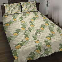 Hawaiian Pikake Maile Lei Quilt Bed Set Tiare Hibiscus Kalo Palapalai Leaf Beige LT19 Beige - Polynesian Pride