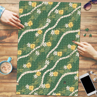 Hawaiian Pikake Maile Lei Puzzle Tiare Hibiscus Kalo Palapalai Leaf Green