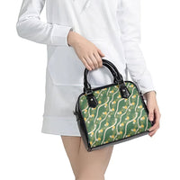 Hawaiian Pikake Maile Lei Shoulder Handbag Tiare Hibiscus Kalo Palapalai Leaf Green LT19 - Polynesian Pride