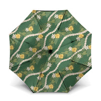 Hawaiian Pikake Maile Lei Umbrella Tiare Hibiscus Kalo Palapalai Leaf Green LT19 One Size Folded 11.42 inch Opened Diameter 37.4 inch Green - Polynesian Pride