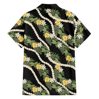 Hawaiian Pikake Maile Lei Hawaiian Shirt Tiare Hibiscus Kalo Palapalai Leaf Black