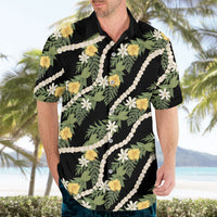 Hawaiian Pikake Maile Lei Hawaiian Shirt Tiare Hibiscus Kalo Palapalai Leaf Black