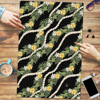 Hawaiian Pikake Maile Lei Puzzle Tiare Hibiscus Kalo Palapalai Leaf Black