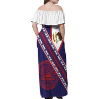 American Samoa Flag Day Family Matching Off Shoulder Maxi Dress and Hawaiian Shirt Polynesian Tribal Tattoo Eagle Art