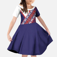 American Samoa Flag Day Family Matching Off Shoulder Short Dress and Hawaiian Shirt Polynesian Tribal Tattoo Eagle Art