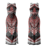 Aotearoa Iwi Ngapuhi Personalised Couples Matching Tank Maxi Dress and Long Sleeve Button Shirt Maori Kowhaiwhai Pattern