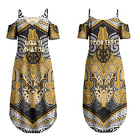 Aotearoa Iwi Ngati Whatua Personalised Family Matching Summer Maxi Dress and Hawaiian Shirt Maori Kowhaiwhai Pattern