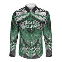 Aotearoa Iwi Ngati Maniapoto Personalised Long Sleeve Button Shirt Maori Kowhaiwhai Pattern
