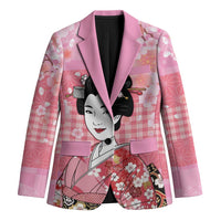 Japanese Geisha Cherry Blossom Blazer Pink Palaka Hawaii Pattern Fusion Design LT19 Unisex Pink - Polynesian Pride