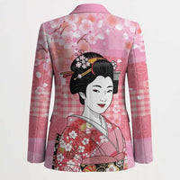 Japanese Geisha Cherry Blossom Blazer Pink Palaka Hawaii Pattern Fusion Design LT19 - Polynesian Pride