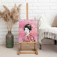 Japanese Geisha Cherry Blossom Canvas Wall Art Pink Palaka Hawaii Pattern Fusion Design LT19 - Polynesian Pride